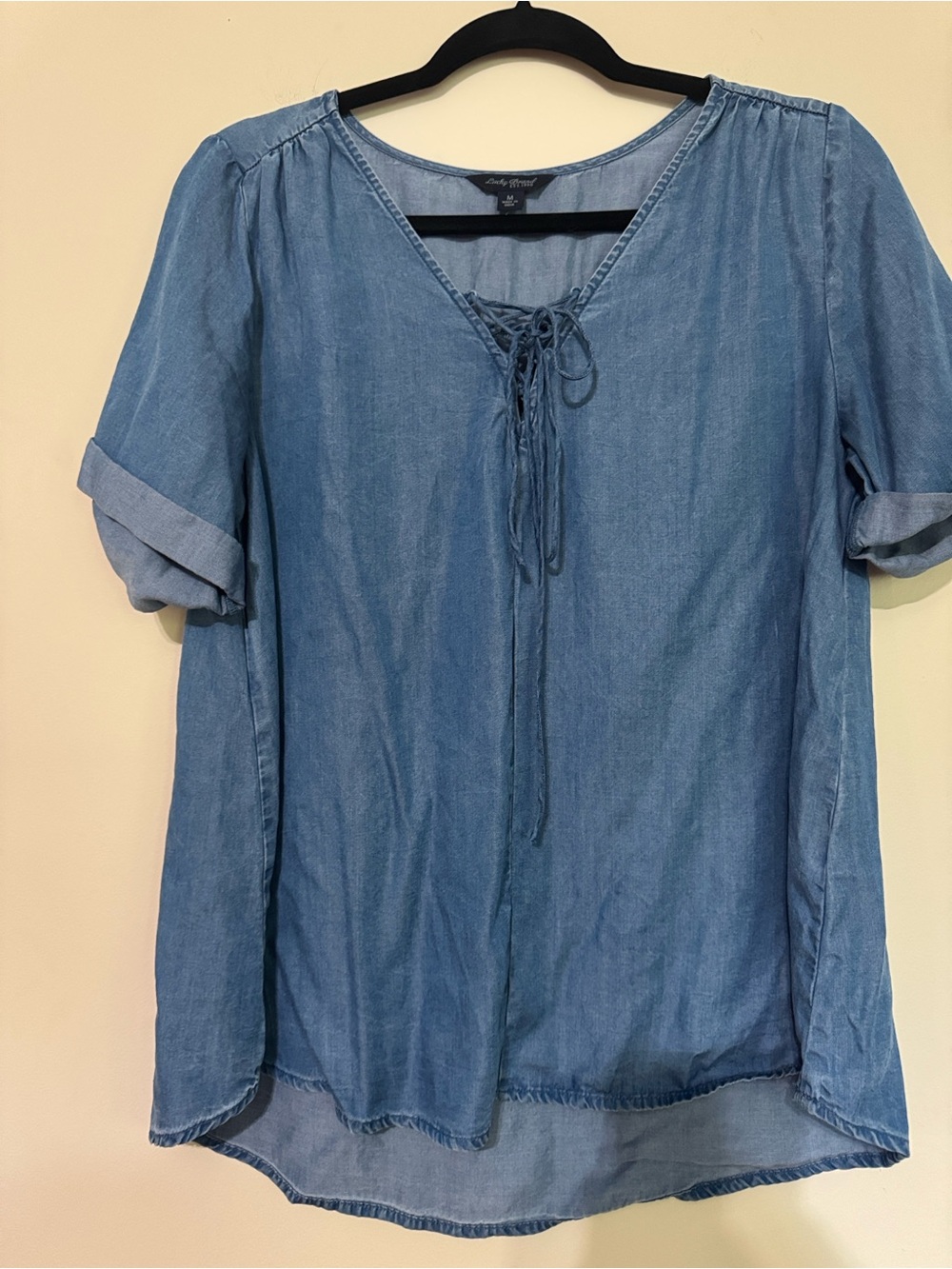 Universal Thread Light Blue Chambray Lace-Up Tunic